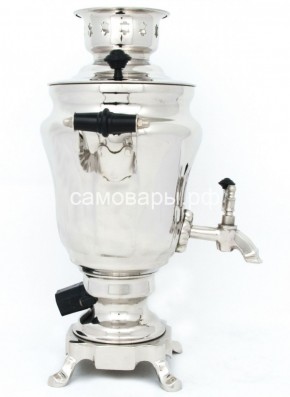 Электрический самовар из латуни никелированный на 1,5 литра форма "Тюльпан" с защитой от выкипания в Шадринске - shadrinsk.mebel-74.com | фото