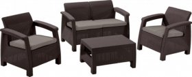 Комплект мебели Корфу сет (Corfu set) коричневый - серо-бежевый * в Шадринске - shadrinsk.mebel-74.com | фото
