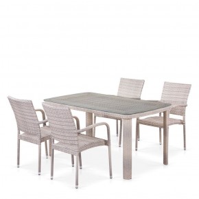 Комплект плетеной мебели T256C/Y376C-W85 Latte (4+1) + подушки на стульях в Шадринске - shadrinsk.mebel-74.com | фото