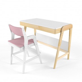 Комплект растущий стол и стул с чехлом 38 попугаев «Вуди» (Белый, Белый, Розовый) в Шадринске - shadrinsk.mebel-74.com | фото