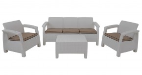 Комплект уличной мебели Yalta Premium Terrace Triple Set (Ялта) белый (+подушки под спину) в Шадринске - shadrinsk.mebel-74.com | фото