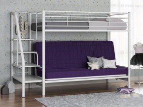 Кровать двухъярусная с диваном "Мадлен-3" (Белый/Фиолетовы) в Шадринске - shadrinsk.mebel-74.com | фото