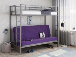 Кровать двухъярусная с диваном "Мадлен" (Серый/Фиолетовый) в Шадринске - shadrinsk.mebel-74.com | фото