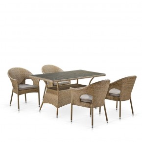 Обеденный комплект плетеной мебели T198B/Y79B-W56 Light Brown (4+1) в Шадринске - shadrinsk.mebel-74.com | фото