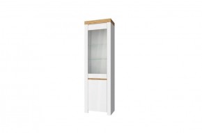 Шкаф с витриной  1V1D, TAURUS, цвет белый/дуб вотан в Шадринске - shadrinsk.mebel-74.com | фото